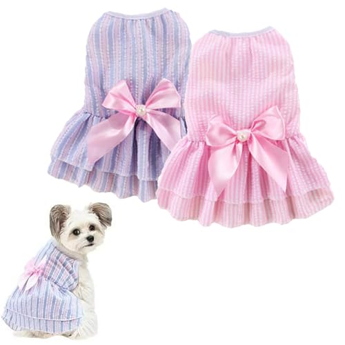 Qiansail Hundekleider, Sommerkleidung, süßes Haustier-Mädchen, Prinzessinnenkleid, süße Schleife, Knoten, Rock, weiblich, für Welpen, Kätzchen, Größe M, 2 Stück Qiansail Hundekleider, Sommerkleidung, süßes Haustier-Mädchen, Prinzessinnenkleid, süße Schleife, Knoten, Rock, weiblich, für Welpen, Kätzchen, Größe M, 2 Stück von Qiansail