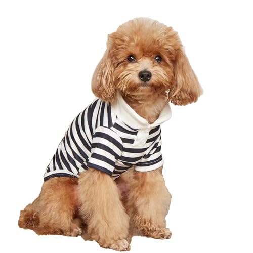 Qiansail Hundekleidung, niedliches Poloshirt, gestreifter Kragen, T-Shirt für kleine, mittelgroße Hunde, weiche Sommer-Outfits für Welpen, Kätzchen, Größe M Qiansail Hundekleidung, niedliches Poloshirt, gestreifter Kragen, T-Shirt für kleine, mittelgroße Hunde, weiche Sommer-Outfits für Welpen, Kätzchen, Größe M von Qiansail