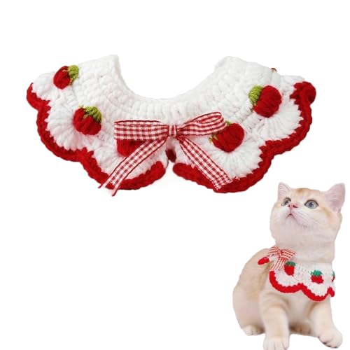 Qiansail Niedliches Katzenhalsband, Hundehalsband mit Fliege und Erdbeermuster, kleine Welpen, Outfits, Haustierkleidung für Kätzchen, Welpen, Rot Qiansail Niedliches Katzenhalsband, Hundehalsband mit Fliege und Erdbeermuster, kleine Welpen, Outfits, Haustierkleidung für Kätzchen, Welpen, Rot von Qiansail