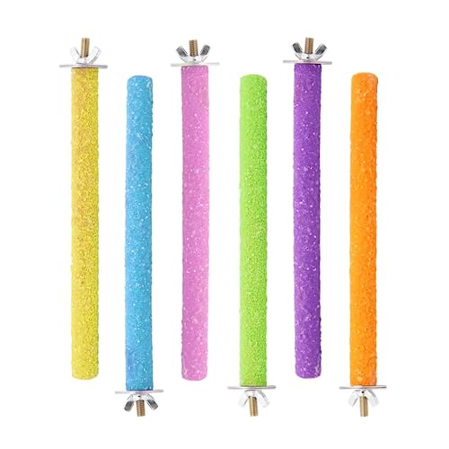 6Pcs Holz Vogel Scrub Barsch Plattform Lustiger Vogel Pfoten Schleifstab Holz Liebesvogel Papageienstangen Stehen Bunte Vogelkäfig Schleifstange für Papageienspielzeug (zufällige Farbe) von Qianxihu