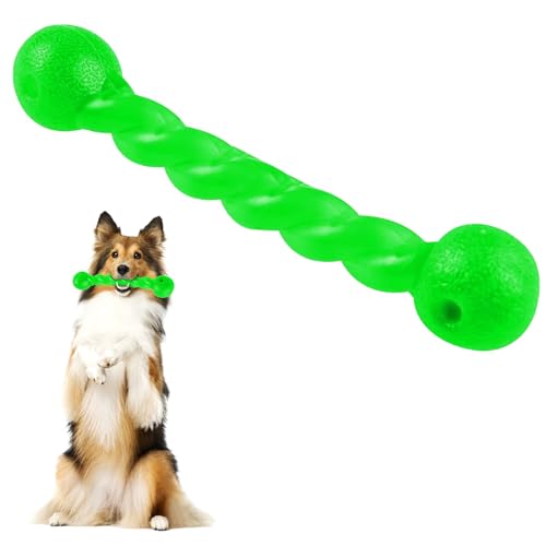 Qianyou Hundespielzeug für Zähne, Gummi Spirale Kauknochen Ungiftig Unzerstörbar Hundemolarenstab Welpen Intelligenzspielzeug Weich Beißwiderstand Hundezahnbürste Haustier Mundpflege, Groß/Grün von Qianyou