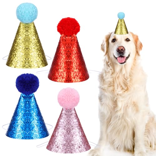 4 Stück Hund Geburtstag Hut Katzen Geburtstags Mütze Niedliche Welpen Partyhut Mit Pompons Mehrfarbige Party Dekorationen Hüte Verstellbare Kopfbedeckung für Welpen Katzen Kostüme Zubehör 4 Stück Hund Geburtstag Hut Katzen Geburtstags Mütze Niedliche Welpen Partyhut Mit Pompons Mehrfarbige Party Dekorationen Hüte Verstellbare Kopfbedeckung für Welpen Katzen Kostüme Zubehör von Qianyu