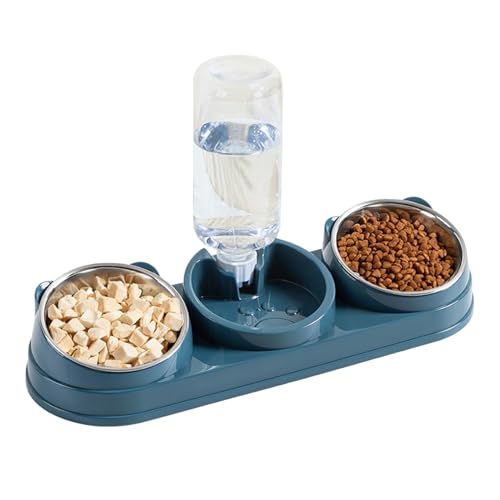 Katzen Napf | Erhöhter Napf Für Hunde Katzen Wassernapf Futterspender - Edelstahl Rutschfester Wasserspender Für Indoor Outdoor Haushalt Kleintierfütterung Kitten Welpe Hase von Qiaonan