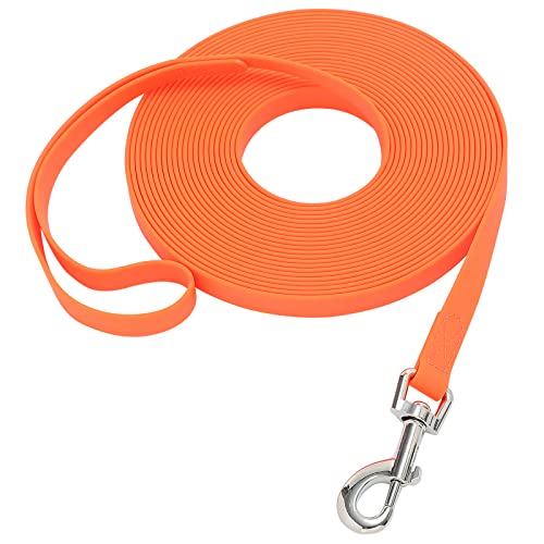 Wasserdichte, lange Leine, langlebige Schleppleine für Hunde, ideal für Outdoor-Wandern, Training, Hof, Strand und Schwimmen (Orange, 4,5 m) von Qiaosite