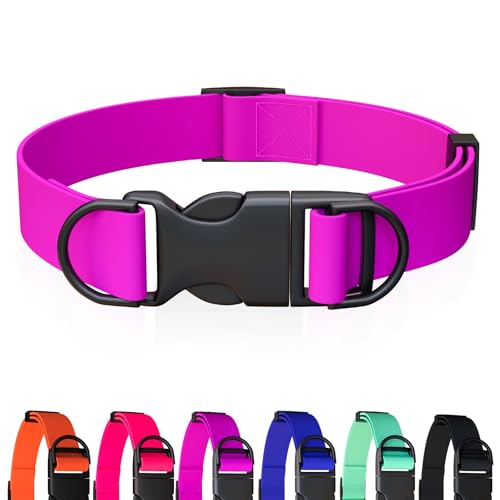 Wasserdichtes Hundehalsband, geruchsdicht und leicht zu reinigen, Gummi-Hundehalsband, kein Ziehen, passend für kleine, mittelgroße und große Hunde, Trainings-Halsband (Rose Purple, Größe M (30 - 47 Wasserdichtes Hundehalsband, geruchsdicht und leicht zu reinigen, Gummi-Hundehalsband, kein Ziehen, passend für kleine, mittelgroße und große Hunde, Trainings-Halsband (Rose Purple, Größe M (30 - 47 von Qiaosite