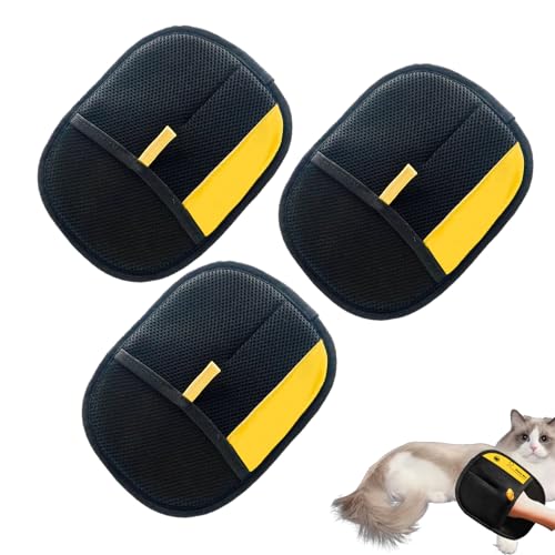 3Pc Tierhaarentferner Handschuh - Katzen Hunde Haarentferner, Katzen Handschuhe Fellpflege, Haarentfernungs Handschuh, Doppelseitige Fellpflegehandschuhe Für KatzenHunde, Antistatische Haarentfernung von Qidures