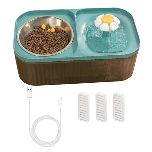Qiebenav Futternapf für Haustiere, visualisierter Trinkbrunnen, 1 Set, 3 l, Katzenwasser, großes Fassungsvermögen, ultra-leise, Blau von Qiebenav