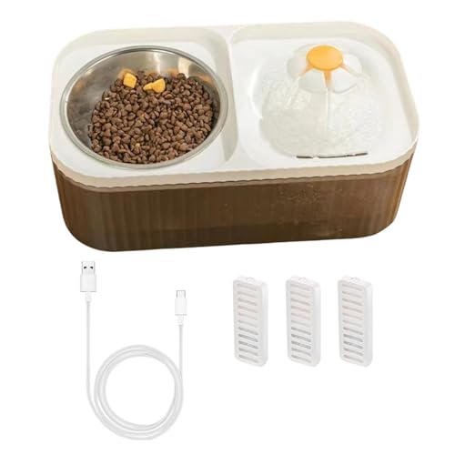 Qiebenav Futternapf für Haustiere, visualisierter Trinkbrunnen, 1 Set, 3 l, Katzenwasser, großes Fassungsvermögen, ultra-leise, Weiß von Qiebenav