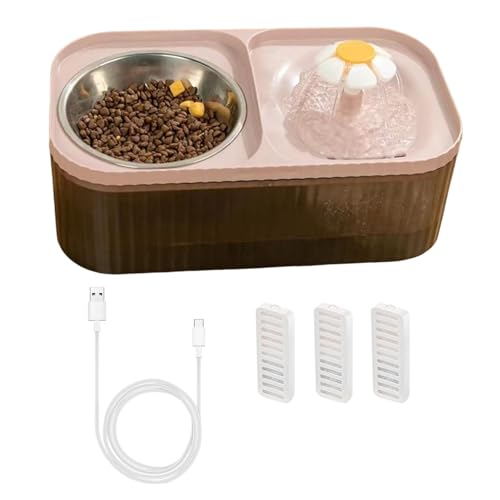 Qiebenav Futternapf für Haustiere, visualisierter Trinkbrunnen, 1 Set, 3 l, Katzenwasser, großes Fassungsvermögen, ultra-leise, rosa von Qiebenav