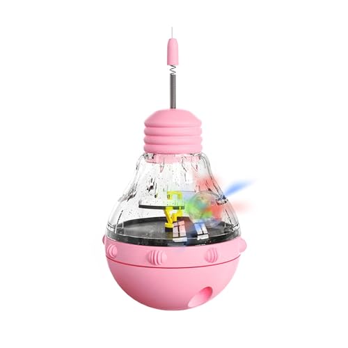 Qiebenav Hochelastischer Katzenspielstab, Unterhaltungsspielzeug, interaktives mit schwingendem Design, rotierender Becher, leuchtender Ball, langlebig für Spaß, engagierendes Haustier, Rosa von Qiebenav