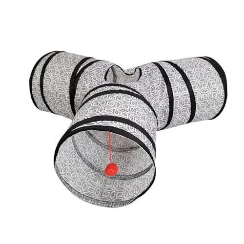Qiebenav Indoor Katzenspielzeug Geräumiger Katzentunnel Katzenspielzeug Tragbares Faltbares 3-Wege-Haustier-Tunnelrohr mit Ball Spielzeug Reißfestes Reisefreundliches Katzenspielzeug C von Qiebenav
