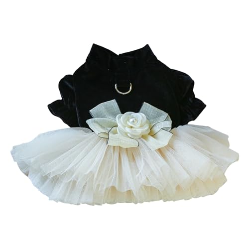 Qiebenav Katzenkleid, Sommer-Hundekleid, Hochzeits-Haustierkleid mit 3D-Blumenschleife, Dekoration, Netz, Spleißen, Hunde-Prinzessinnenkleid, Haustierbedarf, Schwarz, Größe S Qiebenav Katzenkleid, Sommer-Hundekleid, Hochzeits-Haustierkleid mit 3D-Blumenschleife, Dekoration, Netz, Spleißen, Hunde-Prinzessinnenkleid, Haustierbedarf, Schwarz, Größe S von Qiebenav