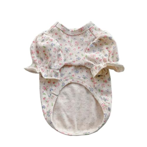 Qiebenav Leichte Haustierkleidung mit Blumenmuster und Puffärmeln, weich, bequem, einfach zu tragen, Größe XL von Qiebenav