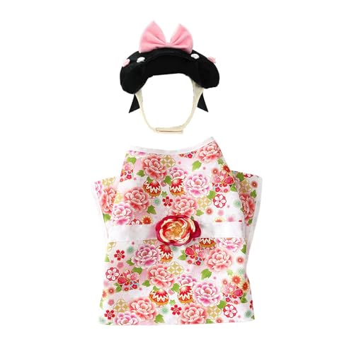 Qiebenav Weiche, bequeme Haustierkleidung, Kleidungsset, modischer Druck, Hund mit Verschlussband, für Outfits, einfach zu tragen, feine Rosa, Größe M von Qiebenav