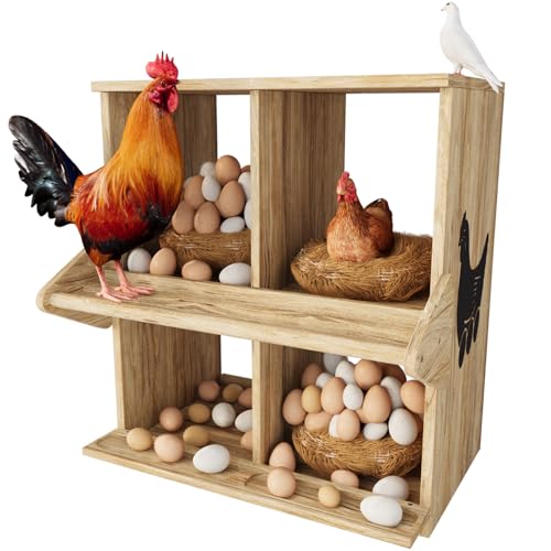Hühner Nistkasten, 4 Fach Holz Nistkästen für Hühner mit Sitzstangen, Boden/Ständer/Wandhalterung Groß Hühner Nistkästen zum Eierlegen 4V2YA von Qifeila