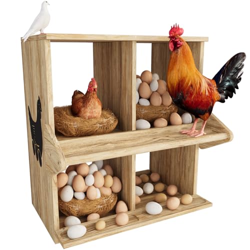 Hühner Nistkasten, 4 Fach Holz Nistkästen für Hühner mit Sitzstangen, Boden/Ständer/Wandhalterung Groß Hühner Nistkästen zum Eierlegen Hühner Nistkasten, 4 Fach Holz Nistkästen für Hühner mit Sitzstangen, Boden/Ständer/Wandhalterung Groß Hühner Nistkästen zum Eierlegen von Qifeila