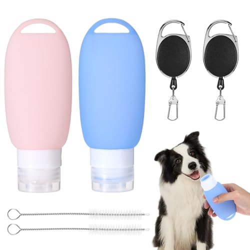 2 Stück 90ml Futtertube zum Befüllen Hund, Futterdummy Hunde,Die Leeren Tuben Zum Befüllen Sind Wiederverwendbar und Einfach Zu Reinigen(Blau + Rosa) von Qiimenguer