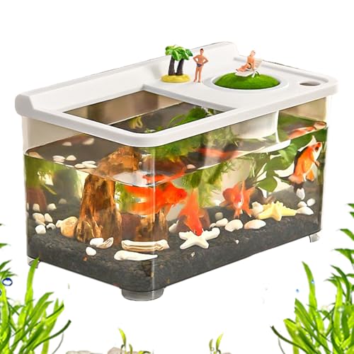 Kleines Aquarium Mit 3 Farblicher Beleuchtung,Haushalt Aquarium - Hydroponisches 360° Hochtransparentes Nanoaquarium Für Wohnzimmer Tischeingang Hauslandschaft Arbeitsplatz Kleines Aquarium Mit 3 Farblicher Beleuchtung,Haushalt Aquarium - Hydroponisches 360° Hochtransparentes Nanoaquarium Für Wohnzimmer Tischeingang Hauslandschaft Arbeitsplatz von Qikam