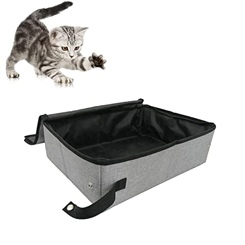 Qikuver Tragbare Faltbare Katzentoilette, Reise-Katzentoilette, wasserdicht, Grau, für Kleine und Mittelgroße Katzen von Qikuver
