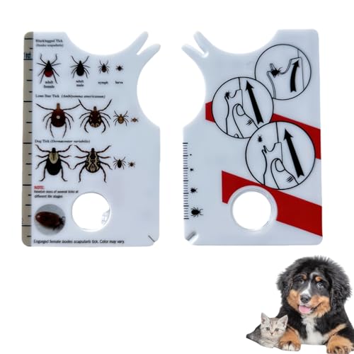 Ti/ck-Karte für Menschen, Ti/ck-Entferner-Werkzeuge für Hunde, T/ick-Entferner mit Lupe, T/ick-Skala-Karte, Tic/K-Entferner-Karte, Tic/K-Entferner für Katzen, tragbares Ti-ck-Entfernungswerkzeug von QinZiEn