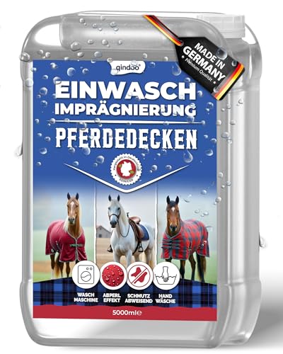 Qindoo 10 Ltr. Pferdedecken Waschmittel, Imprägnierung vor Nässe & Schmutz mit Waschmaschine & Handwäsche, Decken vom Pferd, frei von PFC, Made in Germany von Qindoo