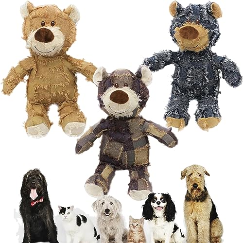 ZerstörBär - für Starke Kauer, Unzerstörbares Hundespielzeug Bär, Plüschbär Spielzeug Haustier Spielzeug, Indestructible Robust Bear, Extreme Bear Hundespielzeug für Kleine große Rasse (L-3PC) von QingFang