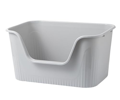 Haustierdrüsenbox Katze Töpfchenkatze Katzentoilette, Offene Top Pet Müllschale, Kätzchen Toilette Anti -Spritzer -Bettpfanne mit hohen Seitenstierversorgung für Reise (Grau) von Qinhaixi