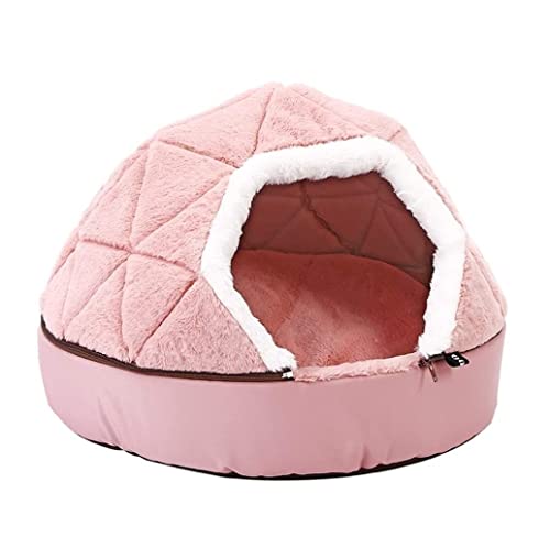Katzenbettkätzchen Bett Haustier Katzenhund Nest Dual Verwenden Sie warmes weiches Schlafbettkissen für Haustier atmungsaktives Katzenhaus Hunde Schlafbare Mattendecke Haustierkissen Höhle (rosa) von Qinhaixi