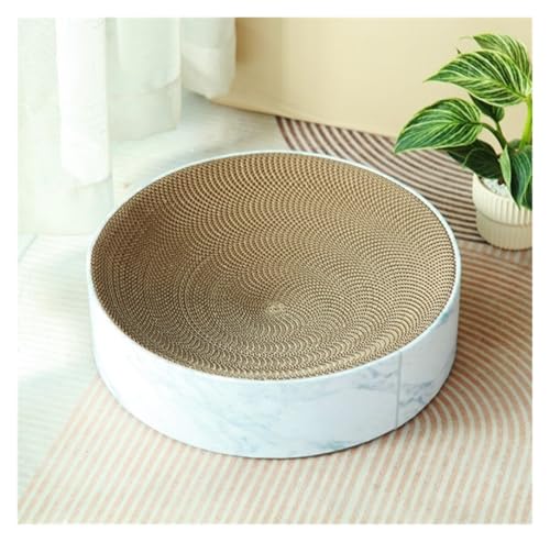 Katzenkratzen Möbel, Katzenkratzer -Pappe 2 in 1 Oval Cat Crobot Pad Bowl für Innenkatzen runden Katzenkratzerzubehör für Katzen (J) von Qinhaixi