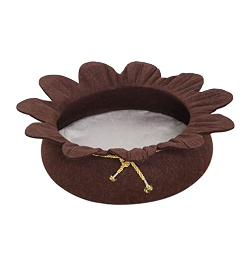 Qinhaixi Katzenbett Kätzchen Bett Sonnenblumenform Filzstierbett für Haustier Katzenhund Teddy schlafend kleine Hunde Katzen Nest niedlich Schlafbett Katzenhundet Haustier Kissen Höhle (Bruin) von Qinhaixi