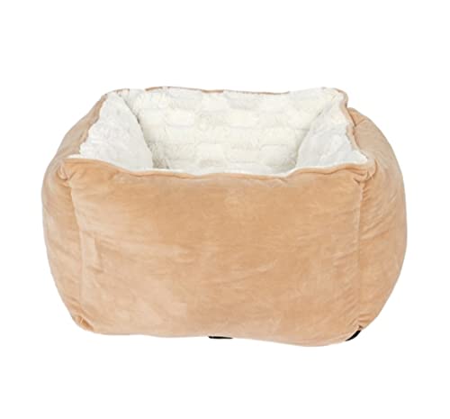 Qinhaixi Katzenbettkätzchen Bett Katzenbetthething Hausthund Katze Quadrat warm warmes Kuschler Zwinger Weiche Welpensofa Haustier Nest Haustierkissen Höhle (Beige) von Qinhaixi