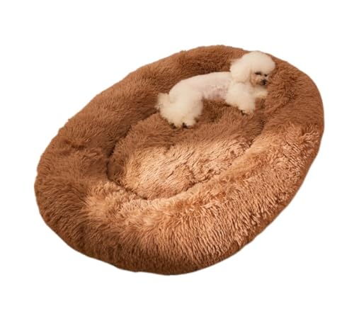 Qinhaixi Katzenbettkätzchen Betthundbett für mittlere kleine Hunde waschbarer großer Haustierbett Anti-Rutsch runden Flauschige Plüsch Kunstpelz Hundebett Haustier Kissen Höhle (B, 73 * 50 cm) von Qinhaixi