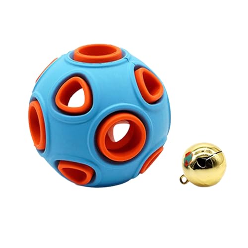 Qinlenyan Bell Sound Interaktives Hundespielzeug, beleuchtet mit Gummibällen, kauresistentes Spielzeug für kleine, mittelgroße Hunde, Zahnreinigung, Anemonenball, leuchtendes Nachtspiel, Blau C von Qinlenyan