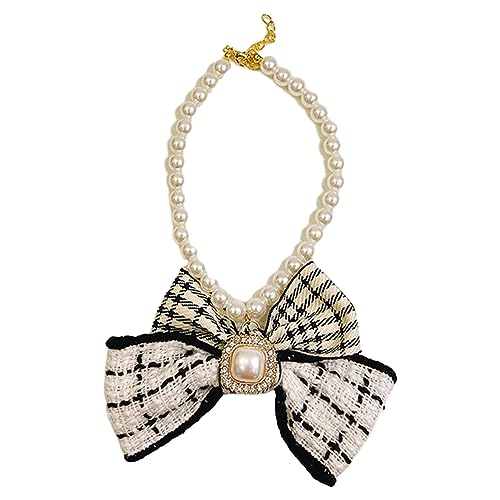 Qinlenyan Haustier-Halskette mit Verlängerungskette, Schnapp-Design, verstellbar, mit Schleife, Katze, künstliches Perlenhalsband, Weiß, 1 S Qinlenyan Haustier-Halskette mit Verlängerungskette, Schnapp-Design, verstellbar, mit Schleife, Katze, künstliches Perlenhalsband, Weiß, 1 S von Qinlenyan