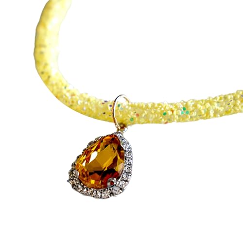 Qinlenyan Katzenhalsband, glänzend, hübscher Haustierschmuck, Katzen-Strass-Halskette, Gelb, Größe L Qinlenyan Katzenhalsband, glänzend, hübscher Haustierschmuck, Katzen-Strass-Halskette, Gelb, Größe L von Qinlenyan