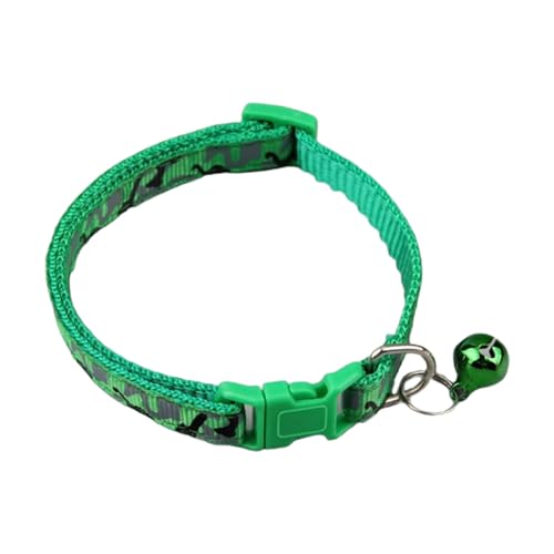 Qinlenyan Katzenhalsband mit Camouflage-Muster, verstellbar, bunt, mit niedlicher Glocke, für Welpen, Kätzchen, zum Selbermachen, Grün Qinlenyan Katzenhalsband mit Camouflage-Muster, verstellbar, bunt, mit niedlicher Glocke, für Welpen, Kätzchen, zum Selbermachen, Grün von Qinlenyan