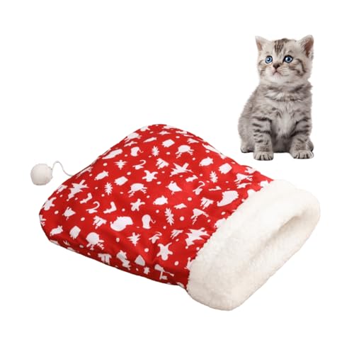 Qinlenyan Katzenschlafsack für Hauskatzen, weicher Plüsch, selbstwärmend, halbgeschlossen, Katzenhöhlenbett, gemütliches Haustierbett für Kätzchen und Welpen unter 7,7 kg, Rot Qinlenyan Katzenschlafsack für Hauskatzen, weicher Plüsch, selbstwärmend, halbgeschlossen, Katzenhöhlenbett, gemütliches Haustierbett für Kätzchen und Welpen unter 7,7 kg, Rot von Qinlenyan