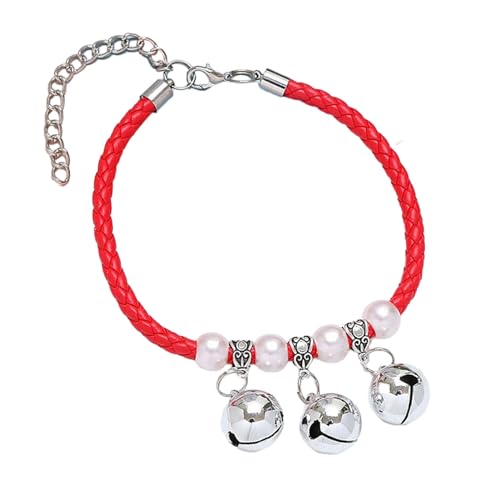 Qinlenyan Langlebiges, geflochtenes Seil, Haustierhalsband, Kreis, exquisites Haustierhalsband, verstellbar, für Katzen und Hunde, Halskette mit abnehmbarem Glockenanhänger, Haustierbedarf, Rot, Größe Qinlenyan Langlebiges, geflochtenes Seil, Haustierhalsband, Kreis, exquisites Haustierhalsband, verstellbar, für Katzen und Hunde, Halskette mit abnehmbarem Glockenanhänger, Haustierbedarf, Rot, Größe von Qinlenyan