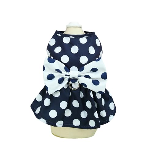 Qinlenyan Süßer Haustierrock, dünnes Kleid für Katze und Hund, Weste, Stil, Punktemuster, Schleife, Dekor, Sommerbekleidung, atmungsaktiv, mit Traktionsring, für den Alltag, Marineblau, Größe S Qinlenyan Süßer Haustierrock, dünnes Kleid für Katze und Hund, Weste, Stil, Punktemuster, Schleife, Dekor, Sommerbekleidung, atmungsaktiv, mit Traktionsring, für den Alltag, Marineblau, Größe S von Qinlenyan