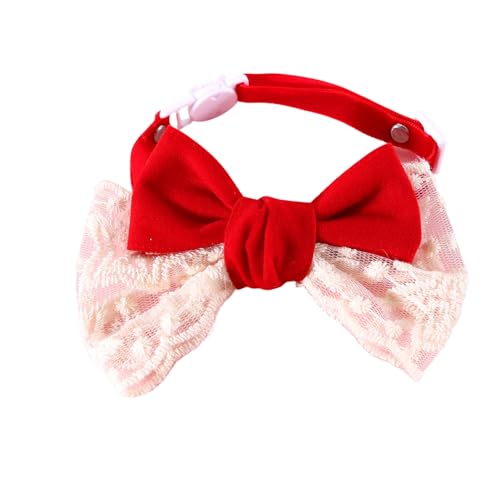 Qinlenyan Weiches, bequemes Haustierhalsband, Samt, Haustierhalsband mit Schleife, verstellbare Schnalle für kleine Haustiere, bequem, Anti-Erstickungs-Design, Rot von Qinlenyan