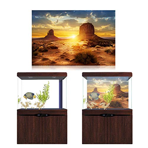 Plakat für Aquarium Aquarium - Sonne und Wüste Stil Aquarium Aquarium Hintergrund Poster PVC Adhesive Decor Paper(91 * 50cm) von Qinlorgo