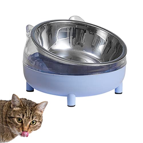 Katzennäpfe erhöht, geneigt – extra breite vier Beine, Katzenohren, erhöhter Katzenfutternapf, geneigter Futternapf, Edelstahl-Katzennäpfe für Futter und Wasser, breiter, flacher Katzenfutternapf von Qiongni