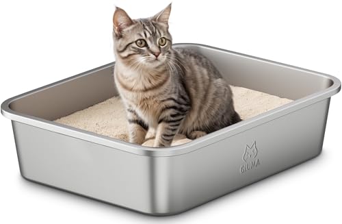 Qiuma Katzentoilette aus Edelstahl mit Griff, große Metall-Katzentoilette mit hoher Seite für große und kleine Katzen, Kitty Katzentoilette, antihaftbeschichtet, leicht zu reinigen, geruchsfrei, Qiuma Katzentoilette aus Edelstahl mit Griff, große Metall-Katzentoilette mit hoher Seite für große und kleine Katzen, Kitty Katzentoilette, antihaftbeschichtet, leicht zu reinigen, geruchsfrei, von Qiuma