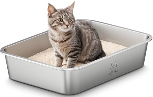 Qiuma Katzentoilette aus Edelstahl mit Griff, große Metall-Katzentoilette mit hoher Seite für große und kleine Katzen, Kitty Katzentoilette, antihaftbeschichtet, leicht zu reinigen, geruchsfrei, Qiuma Katzentoilette aus Edelstahl mit Griff, große Metall-Katzentoilette mit hoher Seite für große und kleine Katzen, Kitty Katzentoilette, antihaftbeschichtet, leicht zu reinigen, geruchsfrei, von Qiuma