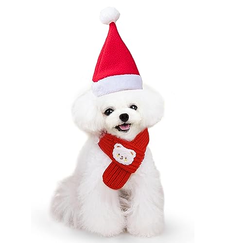 Qiundar Weihnachten Haustier Hut Schal 2pcs Hund weihnachtsschal Hund Winter Strickschal Haustier für Katzen und Hunde, Weihnachtsfeiern Qiundar Weihnachten Haustier Hut Schal 2pcs Hund weihnachtsschal Hund Winter Strickschal Haustier für Katzen und Hunde, Weihnachtsfeiern von Qiundar
