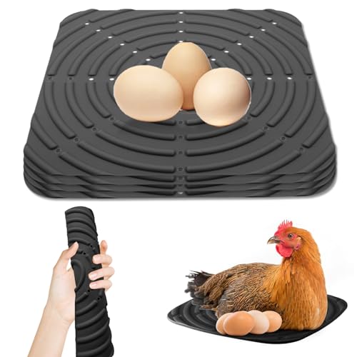 Qivine 4 Stück Hühner Nistunterlagen, 30 x 30 cm Schwarz Silikon Waschbare Weiche Nestmatte Legenester Nistmatten für Hühnerstall und Eierlegen von Qivine
