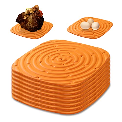 Qivine 8 Stück Hühner Nistunterlagen, 30 x 30 cm Orange Silikon Waschbare Weiche Nestmatte Legenester Nistmatten für Hühnerstall und Eierlegen von Qivine
