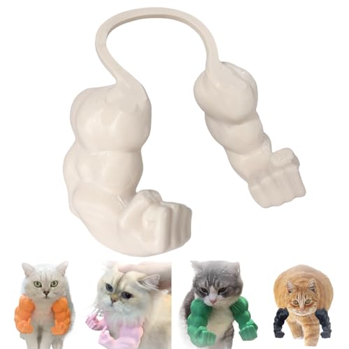 Lustiges Katzenhalsband mit Armen, Katzen Muskelarme Mittelfinger, Kreatives 3D Gedrucktes Riesiges Haustierspielzeug, Cosplay für Kätzchen, Katzen, Halloween Kostümzubehör(Middle finger skin) von Qixfyze