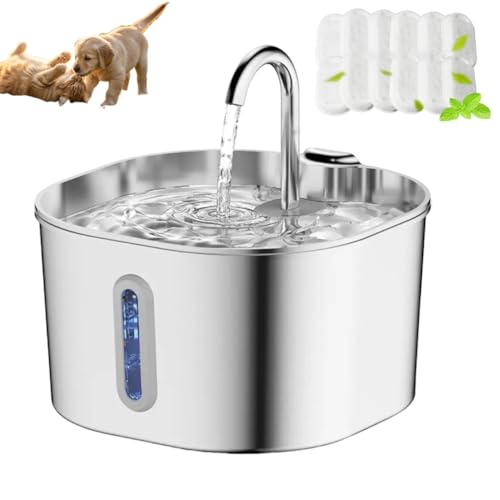 Purrify Katzentrinkbrunnen Aus Edelstahl, 2,2 L Wasserbrunnen Mit Filter Für Katzen Im Innenbereich, Automatische Trinkbrunnen Mit Großer Kapazität(1pc+12*Filter+12*Square Cotton) von Qixfyze