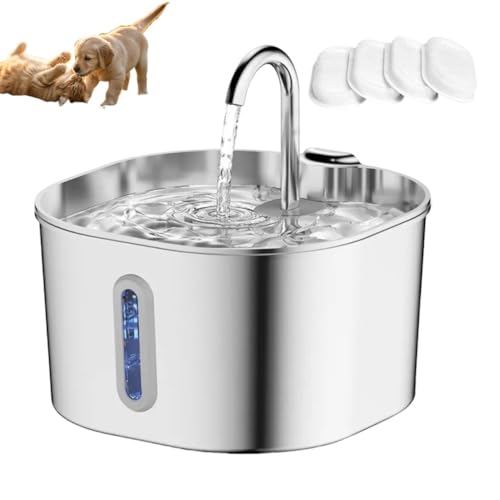 Purrify Katzentrinkbrunnen Aus Edelstahl, 2,2 L Wasserbrunnen Mit Filter Für Katzen Im Innenbereich, Automatische Trinkbrunnen Mit Großer Kapazität(1pc+4*Filter+4*Square Cotton) von Qixfyze